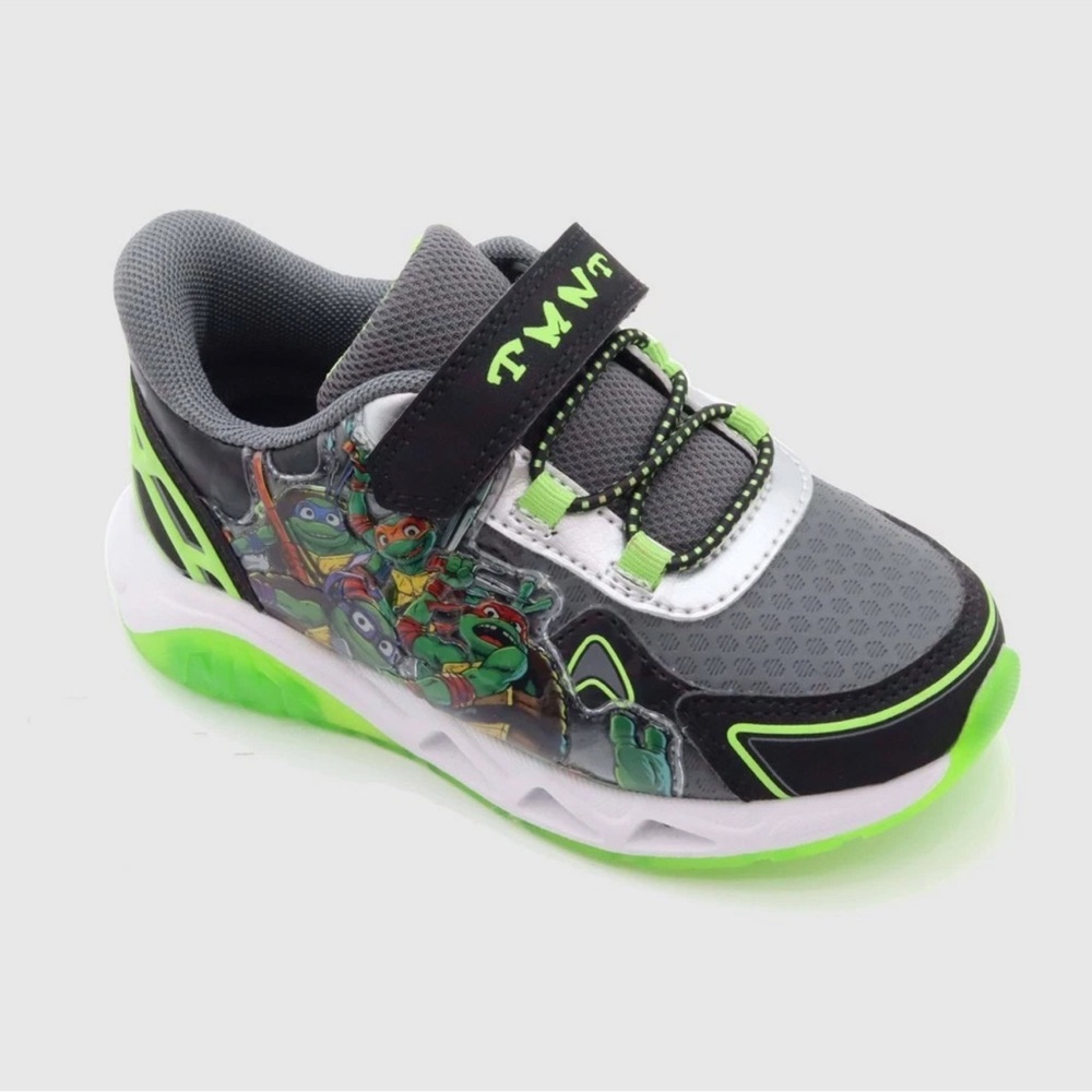 Nickelodeon Ninja Turtles Gray and Neon Green Kids Sneakers